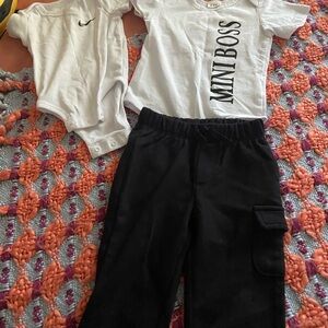 NWOT Nike, Mini Boss Onesies and Black Cargo Joggers